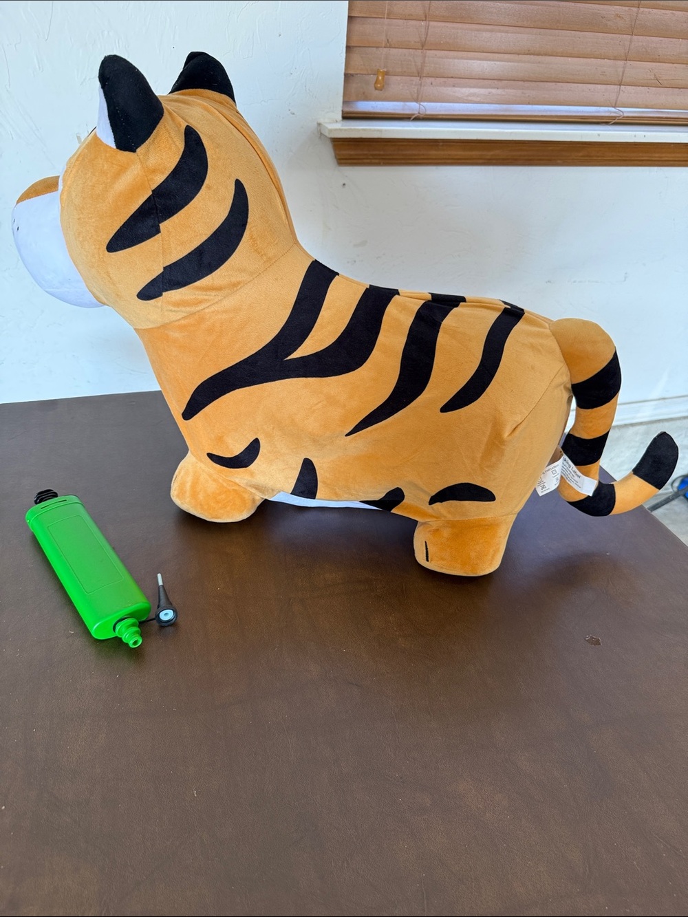 Plush Tiger Ride-On Hopper Toy - Orange and black, with pump included!